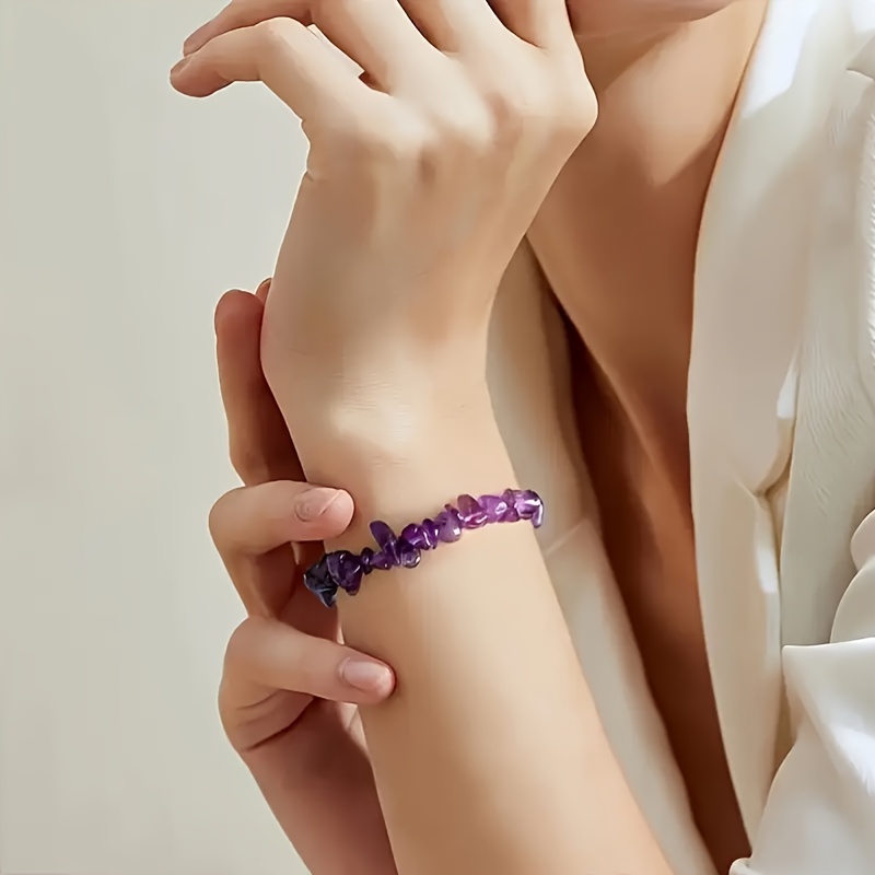 5pcs Natural Amethyst Irregular Beaded Bracelet Set
